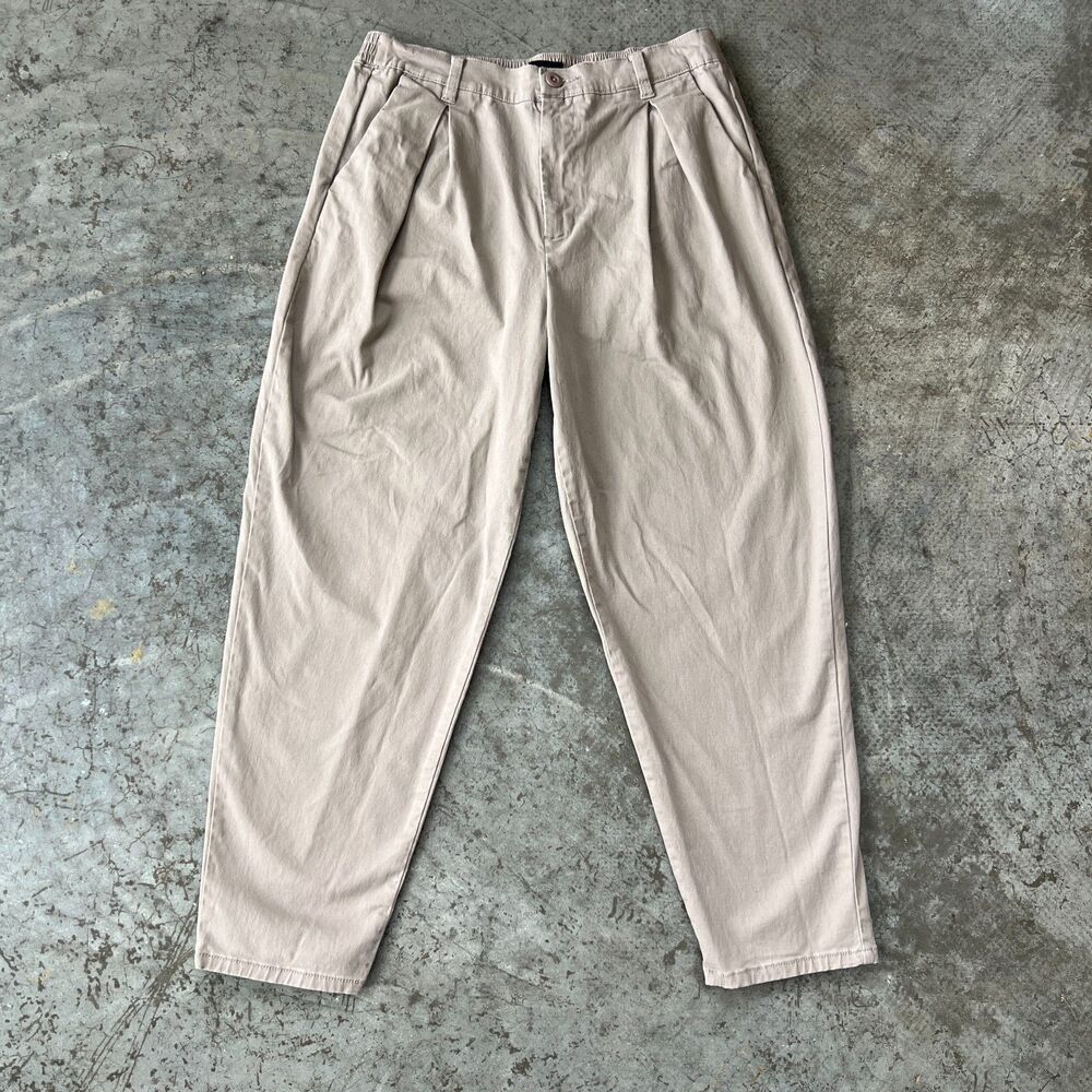BCBGeneration High Rise Barrel Leg Pants Light Brown Khaki Trousers Womens Large